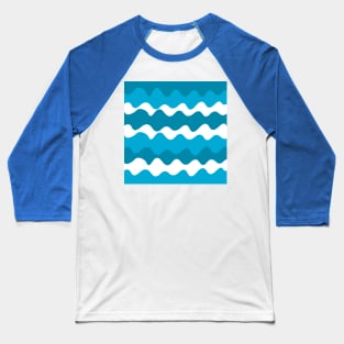 Blue and white horizontal waves pattern Baseball T-Shirt